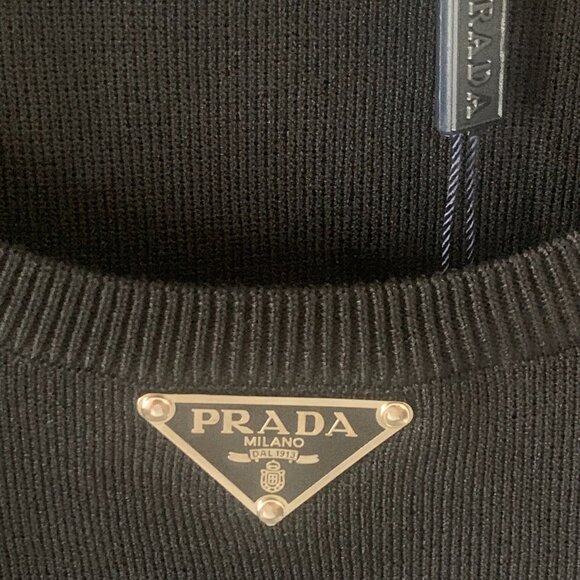 Prada Women's Black Ribbed Jersey Crop TOP - Picture 5 of 11